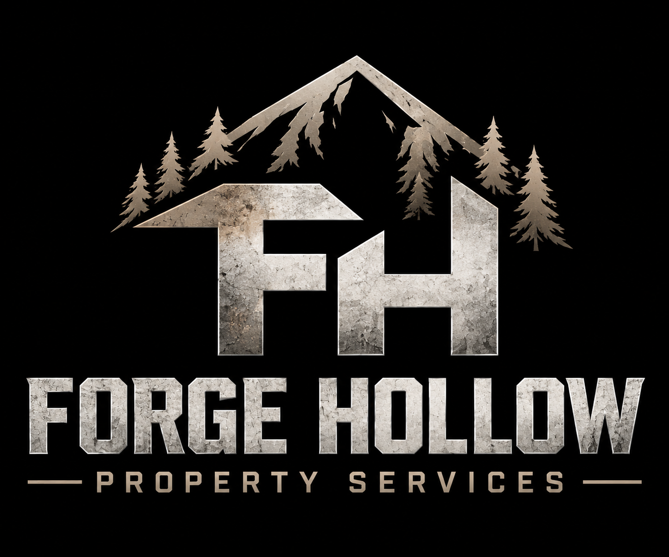 Forge Hollow Property Services mountain and pine logo